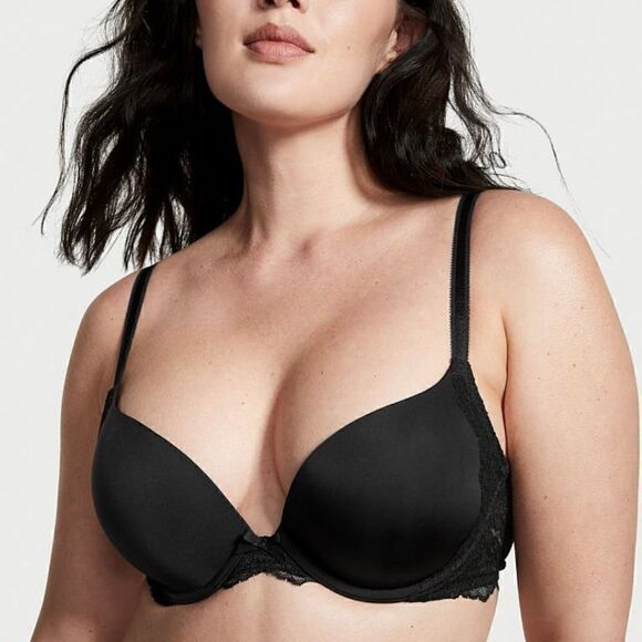Victoria's Secret Dream Angels perfect Plunge black padded push-up bra 32 D D - Picture 2 of 13